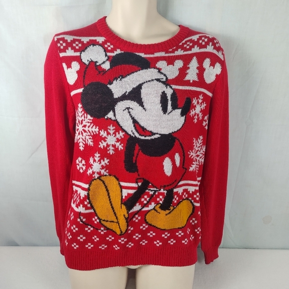 Disney Mickey Mouse Women's Size XL Santa Christmas Sweater Holiday Winter - Picture 3 of 12